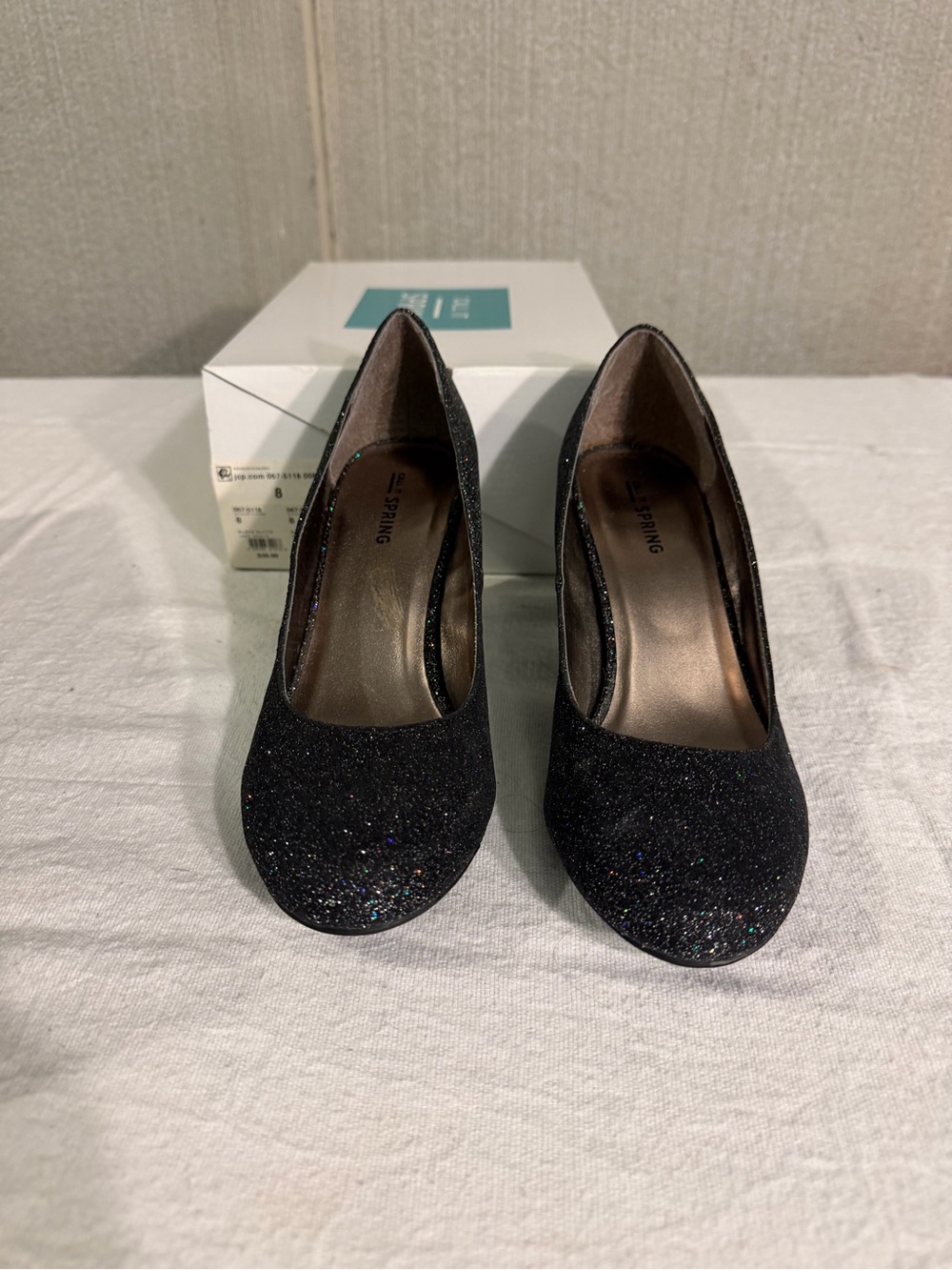 Call It Spring Black Glitter Round-Toe Pumps